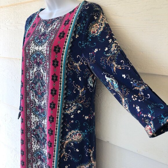 Petite Medium Chico’s Medallion Tie Sleeve Fully Lined Dress Size 8 - Picture 5 of 16